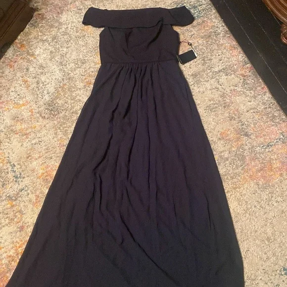 Adrianna Papell Navy Blue Off-Shoulder Maxi Dress - Picture 6 of 10